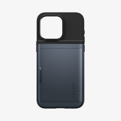 ACS06589 - iPhone 15 Pro Max Case Slim Armor CS in black showing the back with card in slot